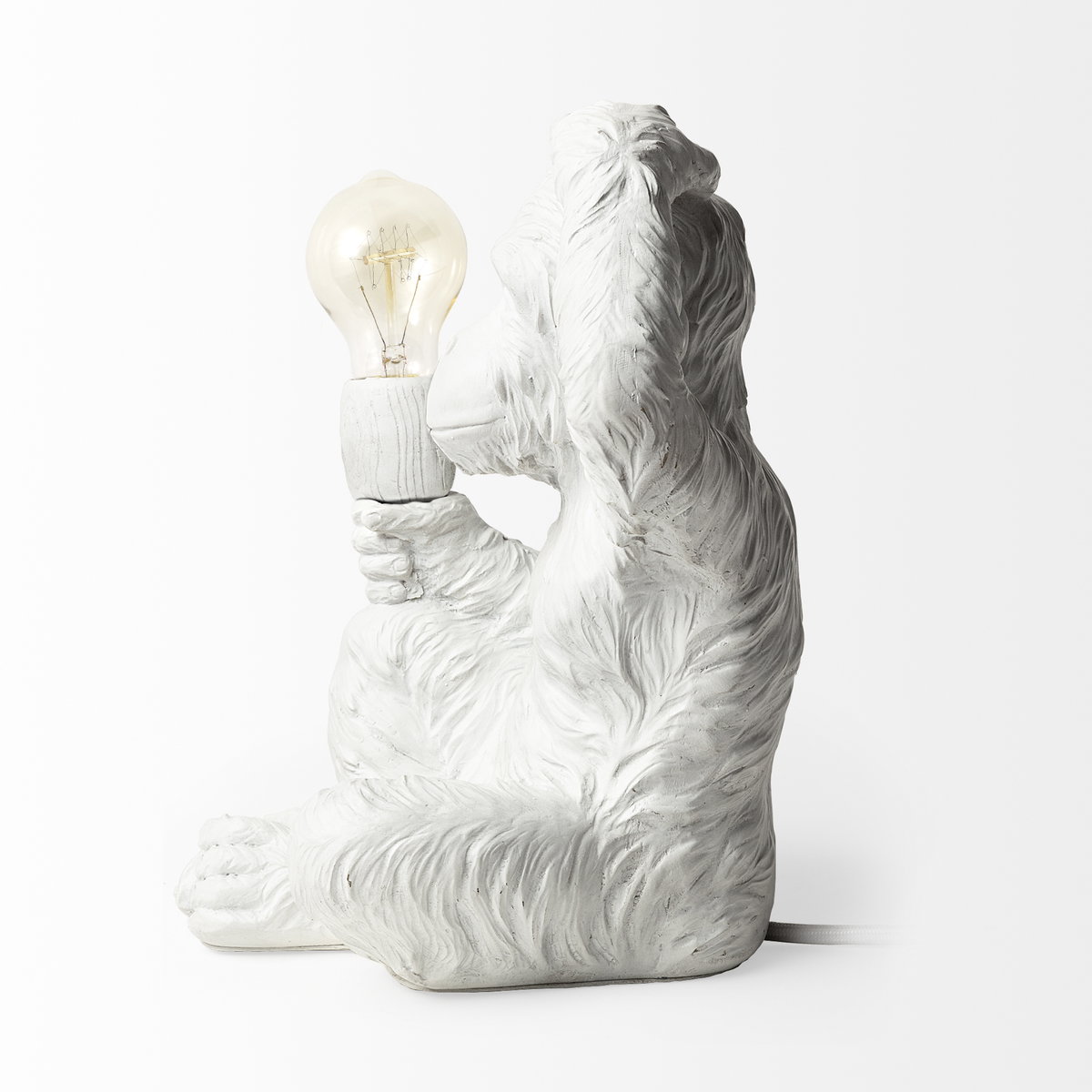 Simia (12'H) White Resin Playful Monkey Table Lamp, by Mercana, 9" length x 9" width x 12" height View 5