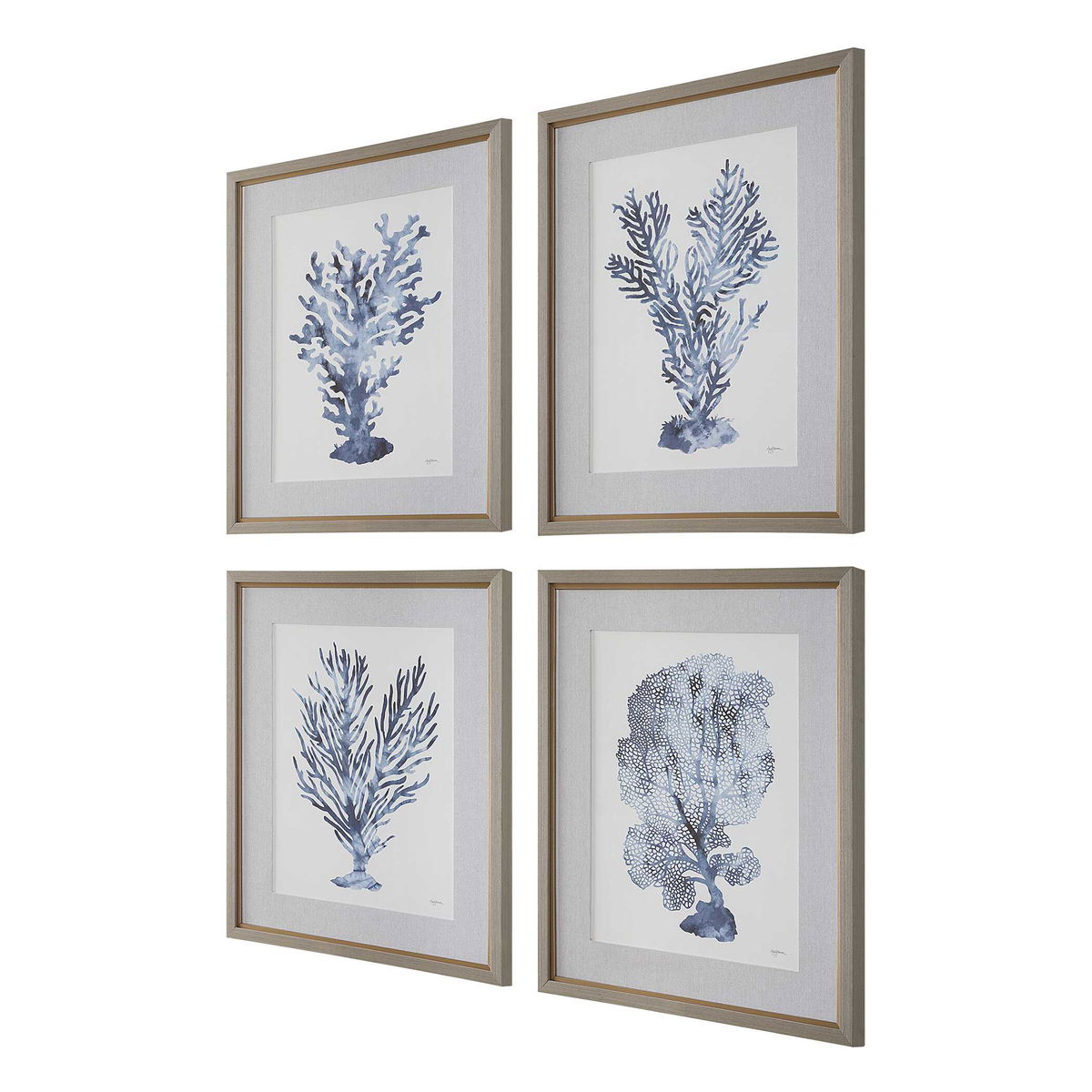 Shibori Coral Framed Prints Set/4, Art by Uttermost, 26.25" width x 32.25" height x 1.75" depth View 5