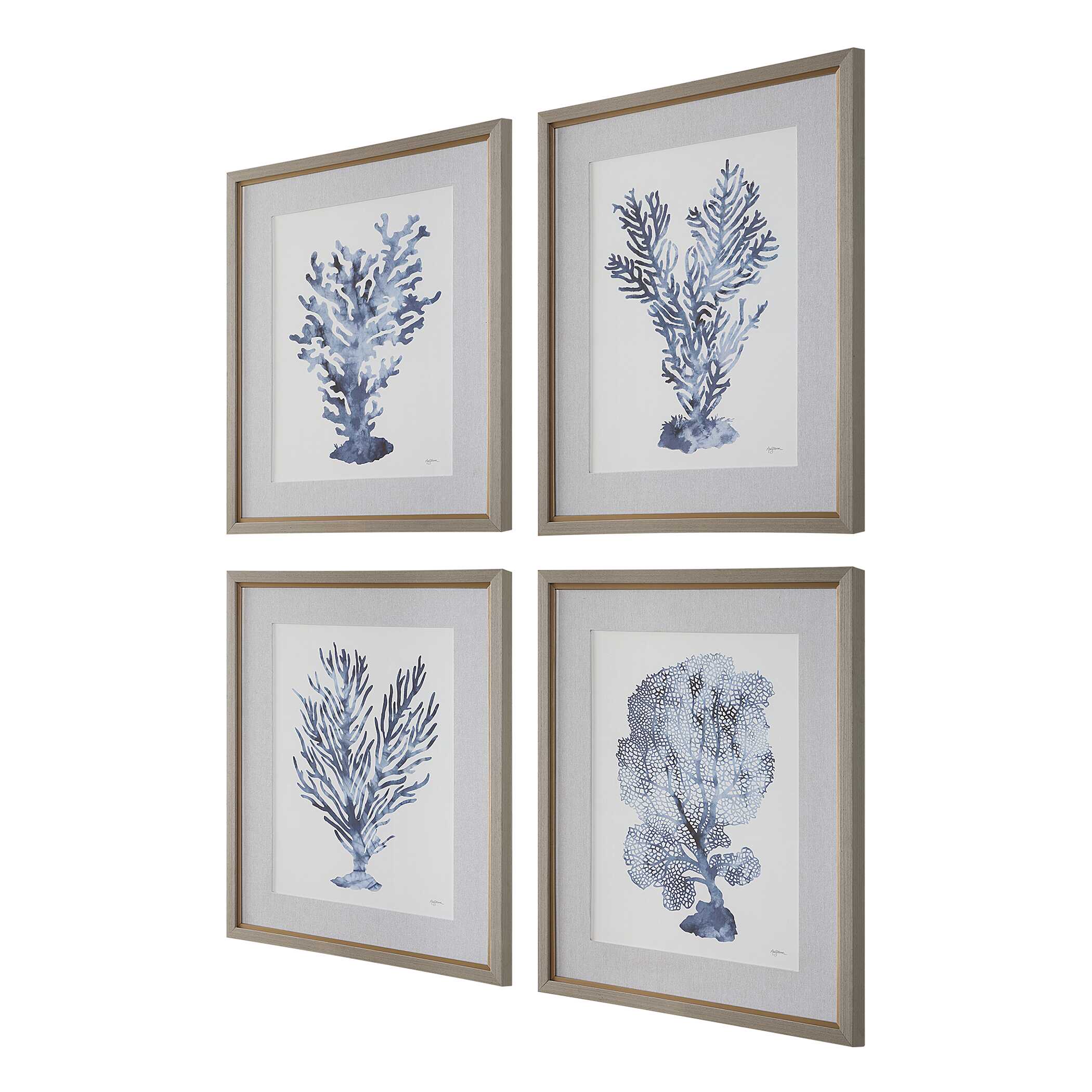 Shibori Coral Framed Prints Set/4, Painting by Uttermost, 26.25" width x 32.25" height x 1.75" depth View 5