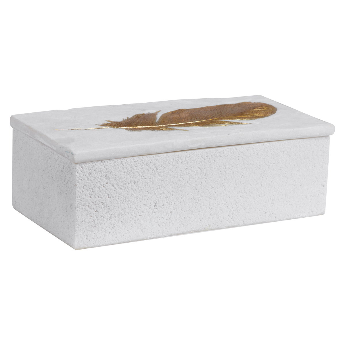 Nephele White Stone Box, Decorative by Uttermost, 11.81" width x 4.13" height x 5.91" depth View 1
