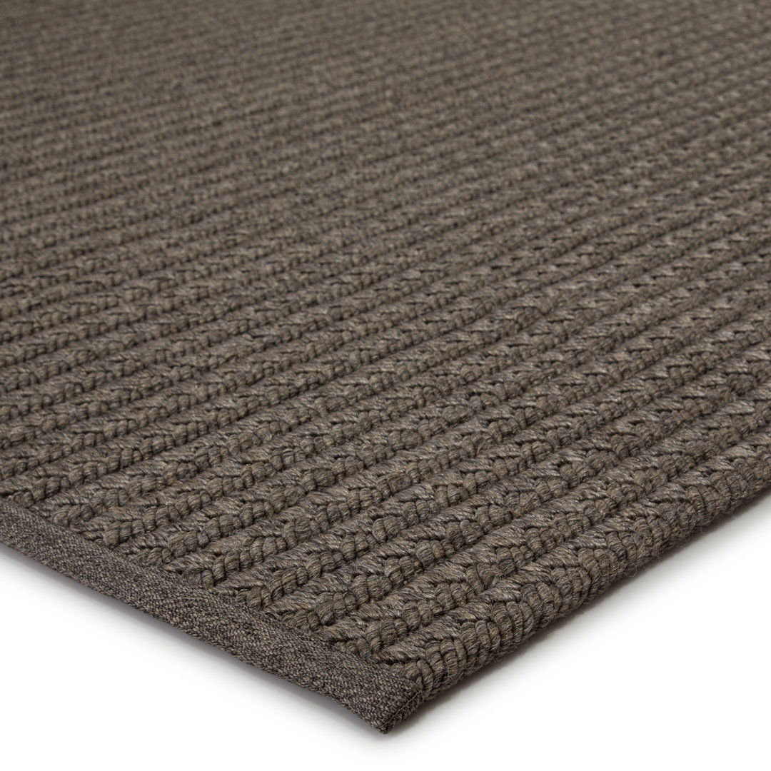 Iver Indoor/ Outdoor Solid Gray/ Taupe Area Rug large image 