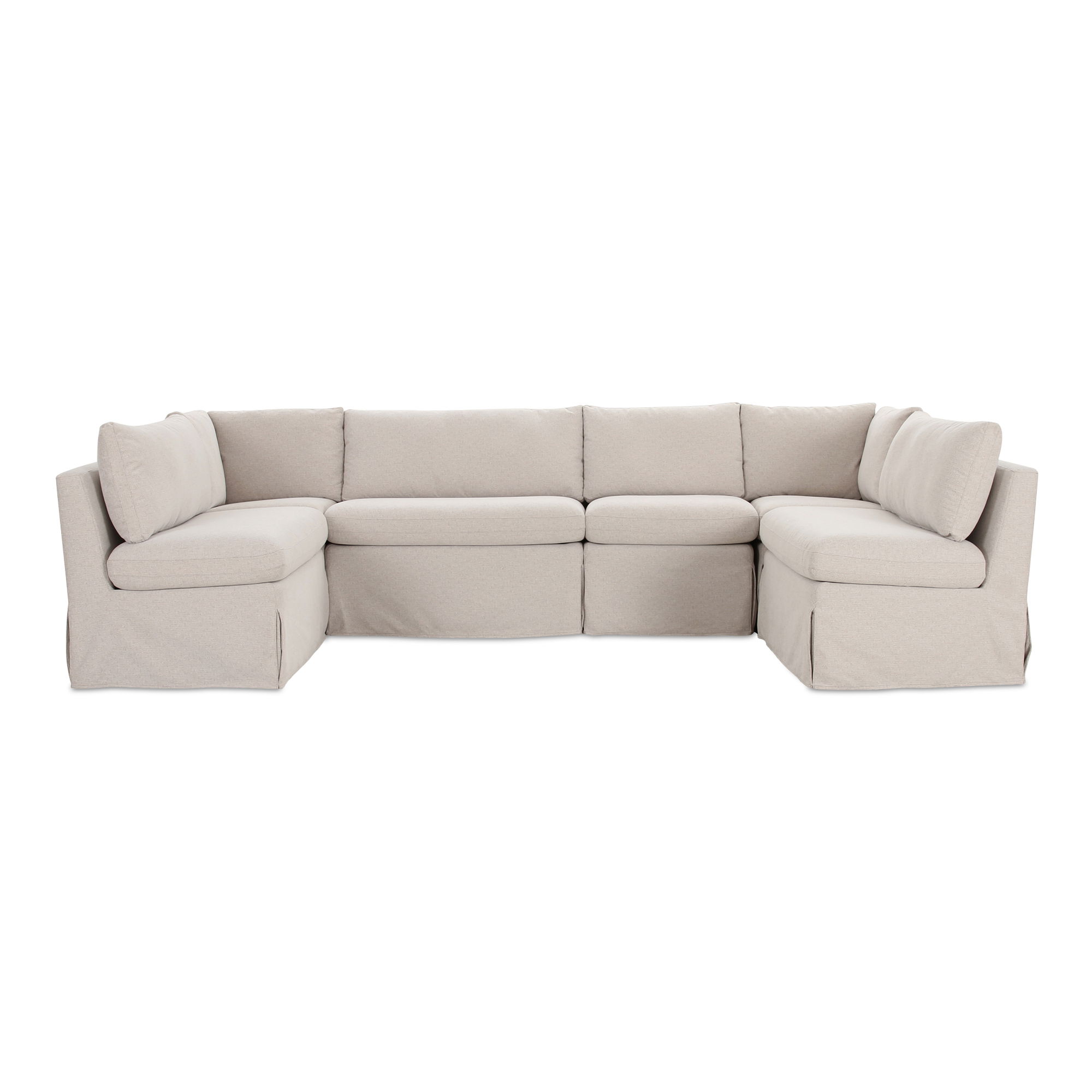 Fable Slipcover Dining Banquette U-shape Beige 121in large image 