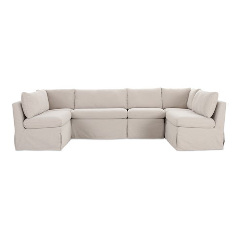 Fable Slipcover Dining Banquette U-shape Beige 121in