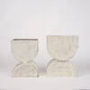 Medina Off White with Gold Antiquing Tall Metal Planters (Set of 2), by Mercana, 9.45" length x 7.09" width x 12.4" height thumbnail 3