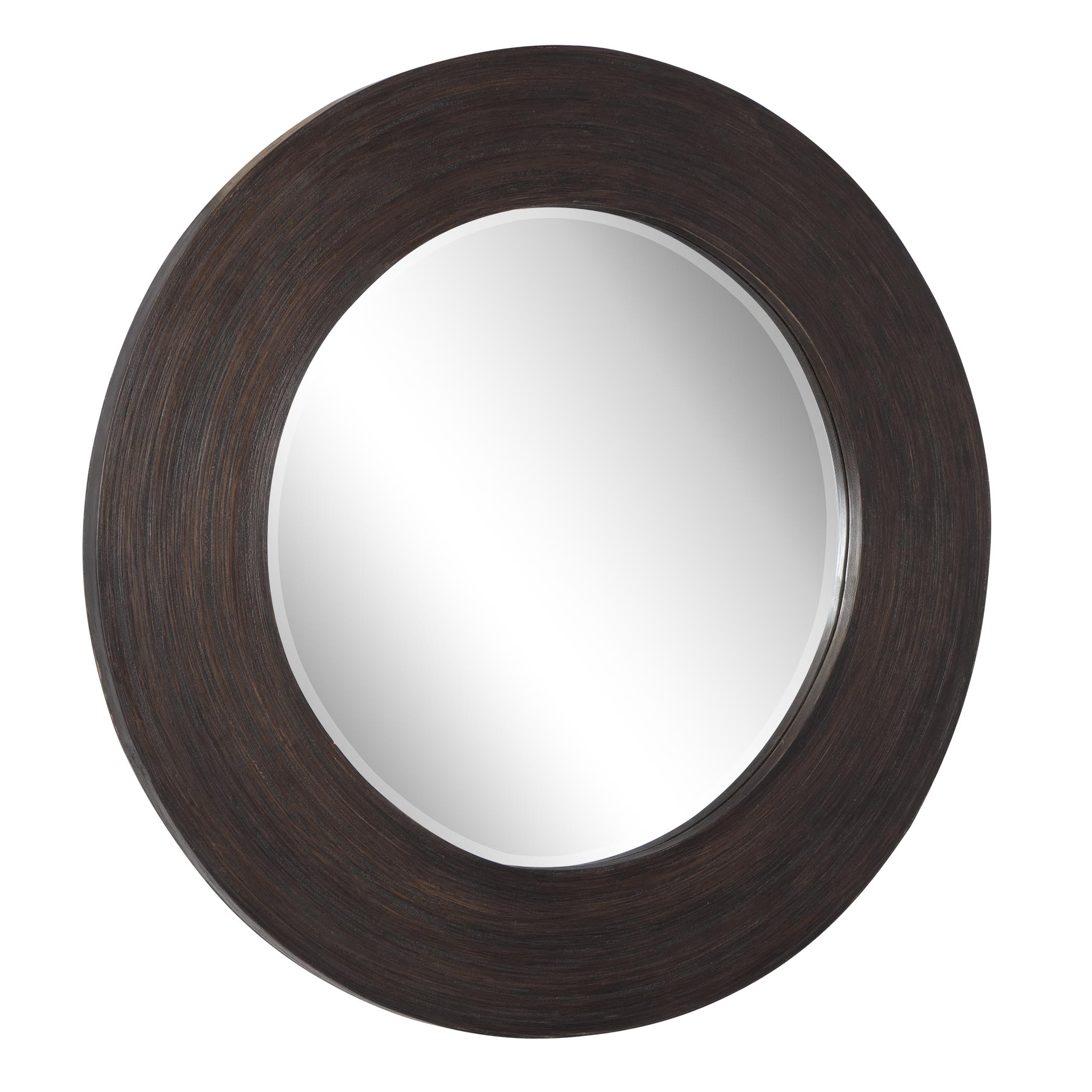 Dutton Dark Walnut Round Mirror large image 