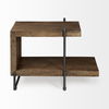 Maddox 30L x 18W x 22H Medium Brown Wood with Black Metal U-shaped End/Side Table thumbnail 5