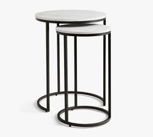 Online Designer Living Room Delaney Round Nesting End Marble Table, Bronze - Set of 2