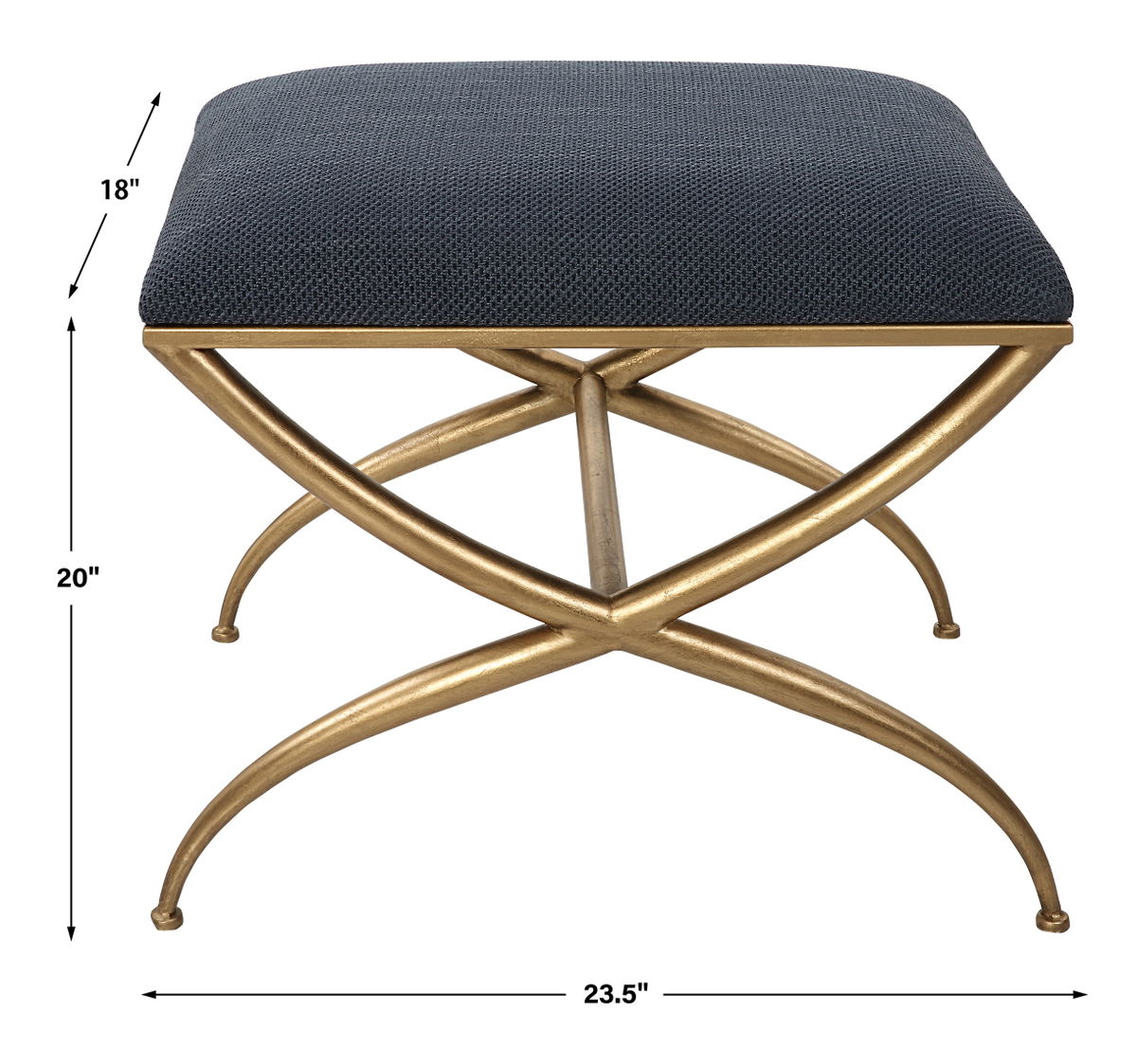 Crossing Small Navy Bench, Benche by Uttermost, 23.5" width x 20" height x 18" depth View 3
