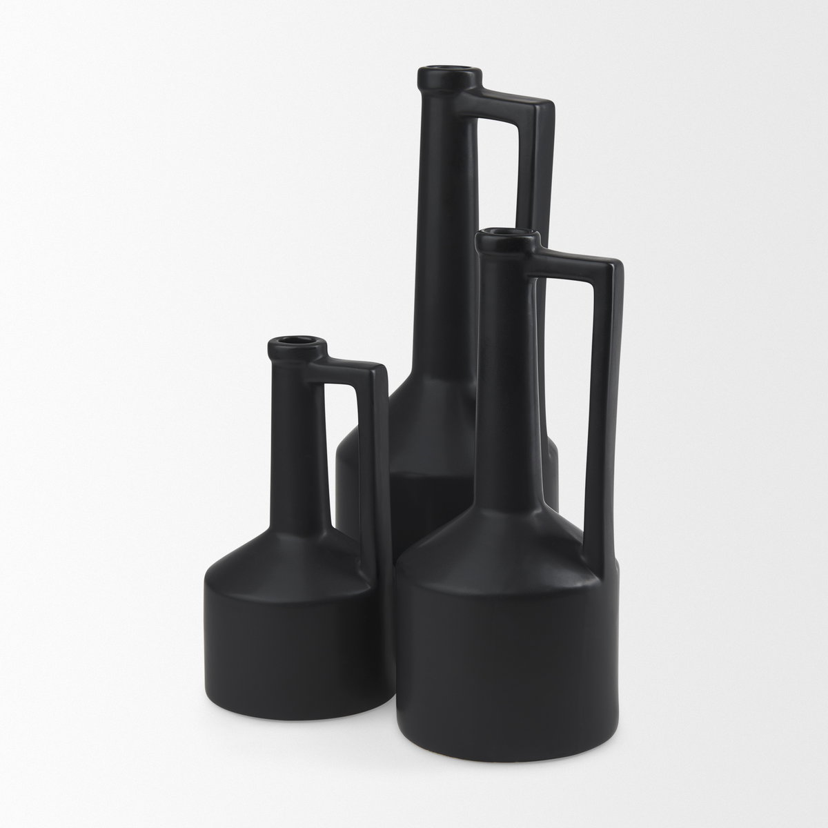 Burton 17.1H Large Matte Black Ceramic Jug Vase, Decorative Jar by Mercana, 6.1" length x 6.1" width x 15.55" height View 13