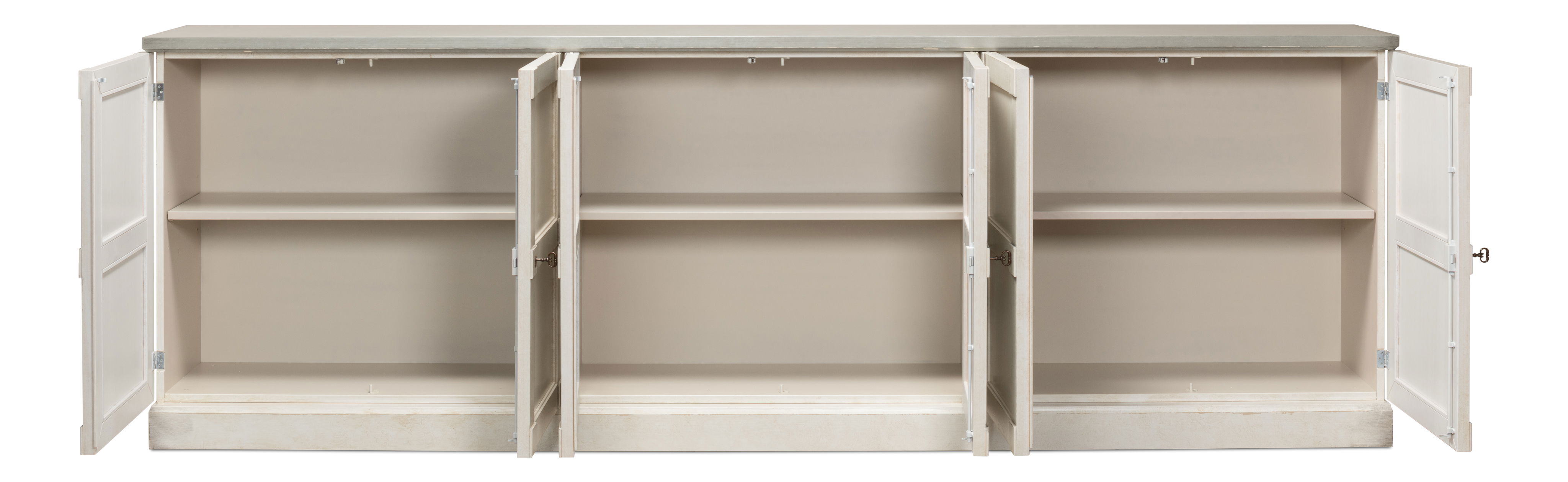 Luciana Wood Drs Buffet,112',St.Wht,Grey, Cabinets & Sideboard by Sarreid, 112" length x 15" width x 38" height View 19