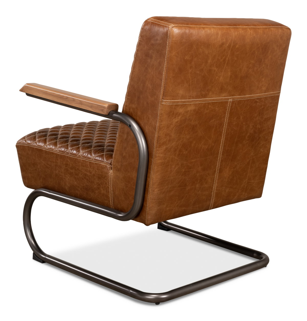 Beverly Hills Chair  Cuba Brown Leather, by Sarreid, 2'9" length x 2'4" width x 2'9" height View 12
