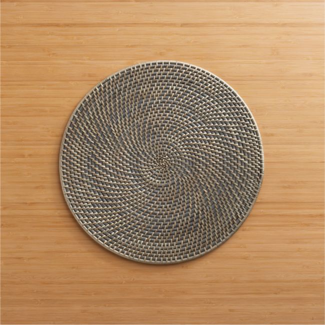 Online Designer Dining Room Artesia Grey Rattan Round Placemat