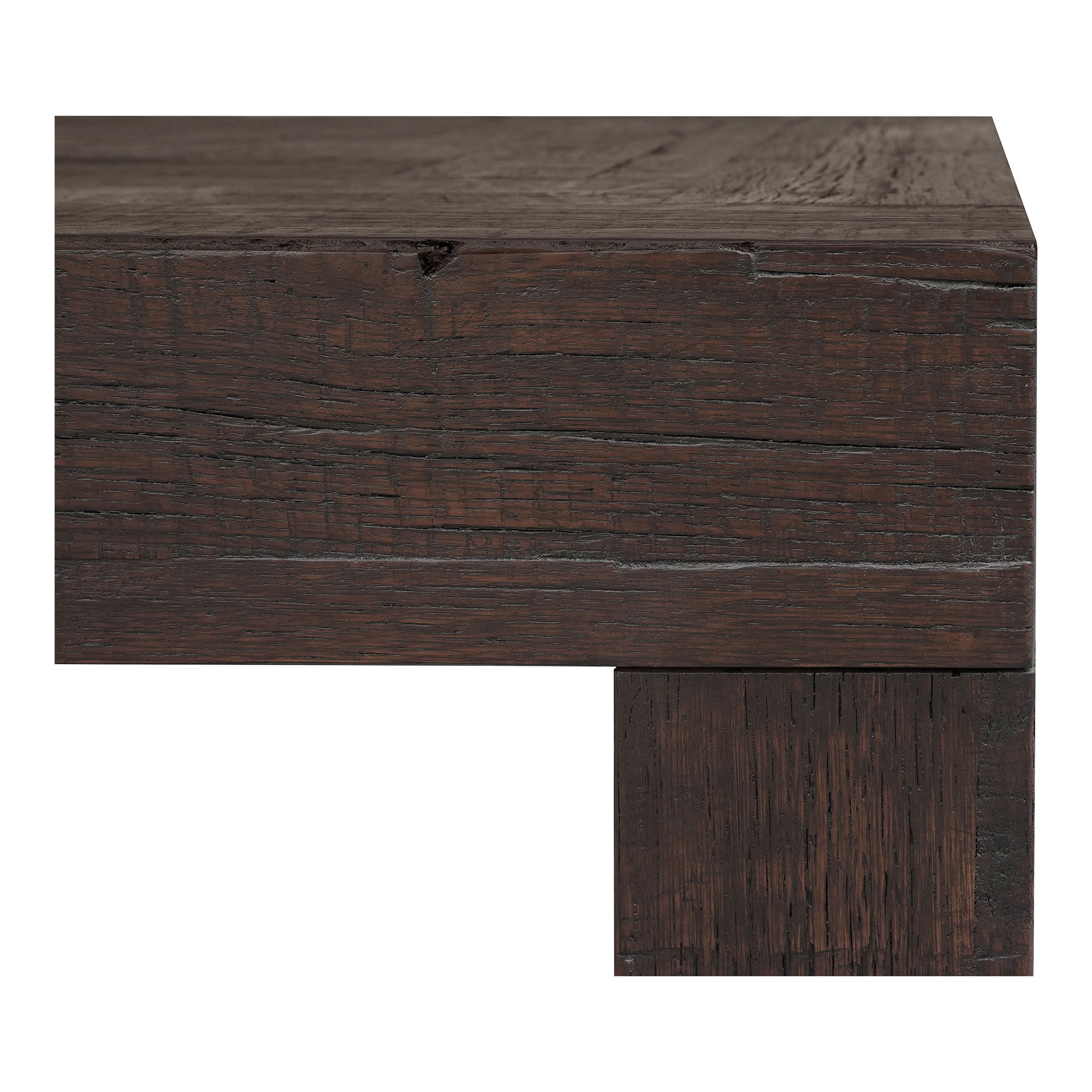 Evander Coffee Table Rustic Brown, by Moe's Home, 39.5" width x 16.5" height x 39.5" depth View 3