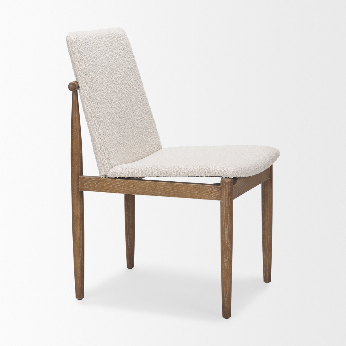 Cavett Curved Back Dining Side Chair | Cream Boucle with Wood, Dining Chair by Mercana, 18" length x 24.21" width x 33.46" height View 12