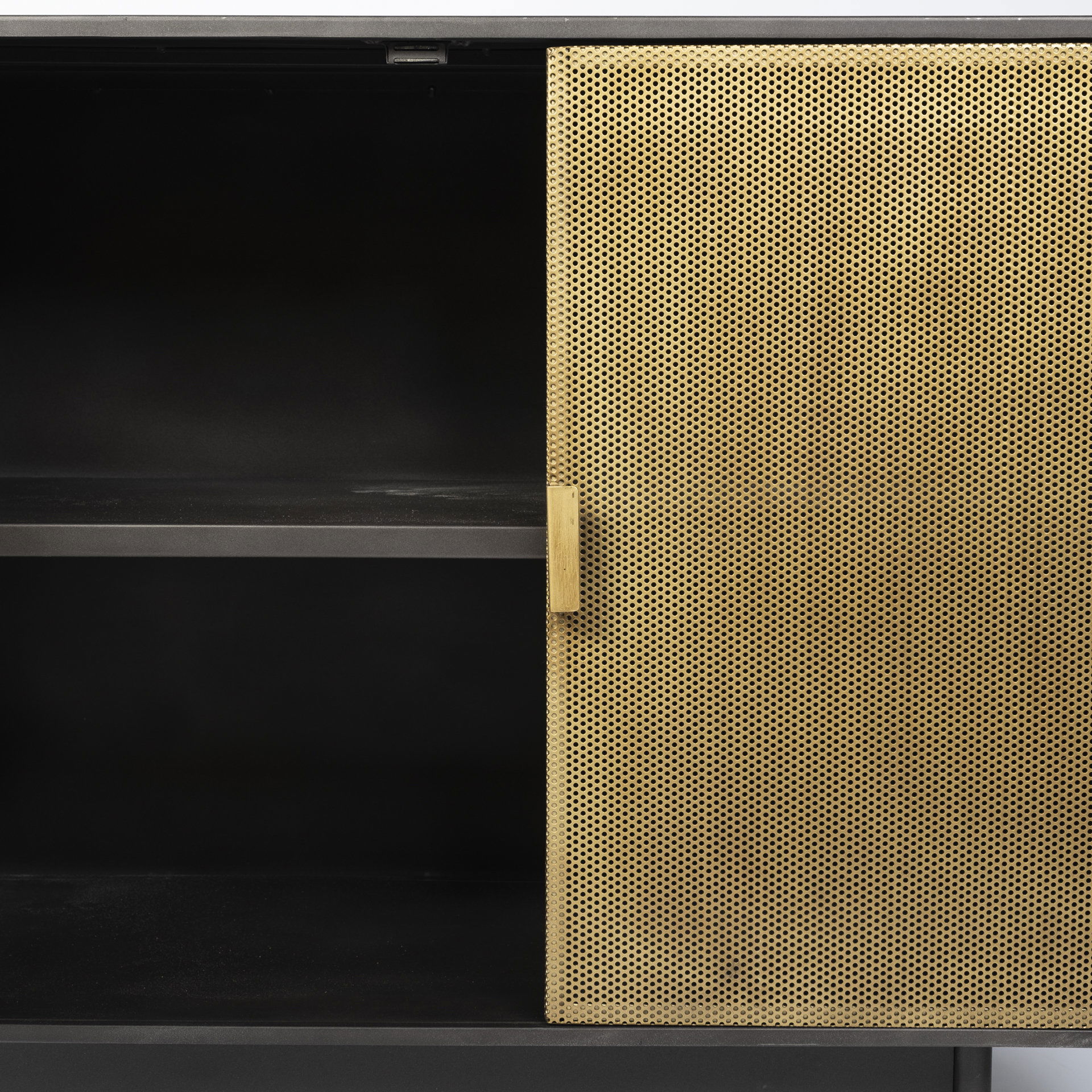 Newsome II 79Lx16Wx33H Black and Gold Metal 4 Cabinet Door Sideboard, Sideboards & Buffet by Mercana, 79" length x 16" width x 33" height View 11