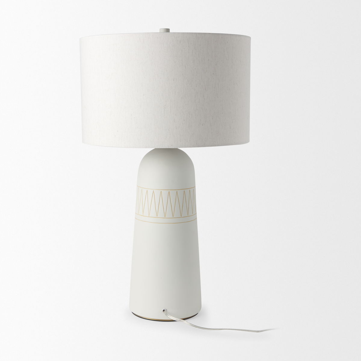 Javier 18.0L x 18.0W x 30.75H Light Base with Cream Shade Table Lamp, by Mercana, 18" length x 18" width x 30" height View 5