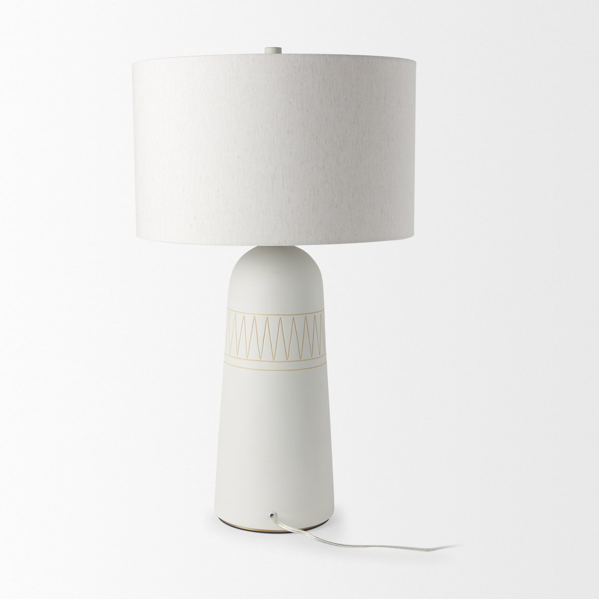 Javier 18.0L x 18.0W x 30.75H Light Base with Cream Shade Table Lamp, by Mercana, 18" length x 18" width x 30" height View 5