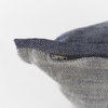 Aubrielle 20x20 Gray and Blue Fabric Color Blocked Pillow Cover, Decorative Pillow by Mercana, 20" length x 20" width x 0.2" height thumbnail 9