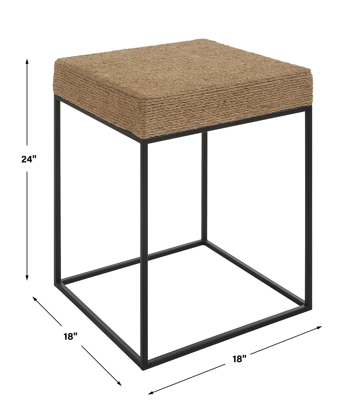 Laramie Rustic Rope Accent Table, Side & End Table by Uttermost, 18" width x 24" height x 18" depth View 3