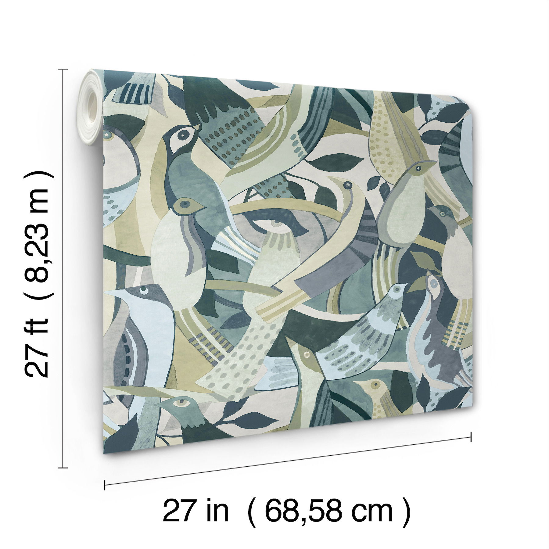 Fauvist Flock Green Wallpaper large image 
