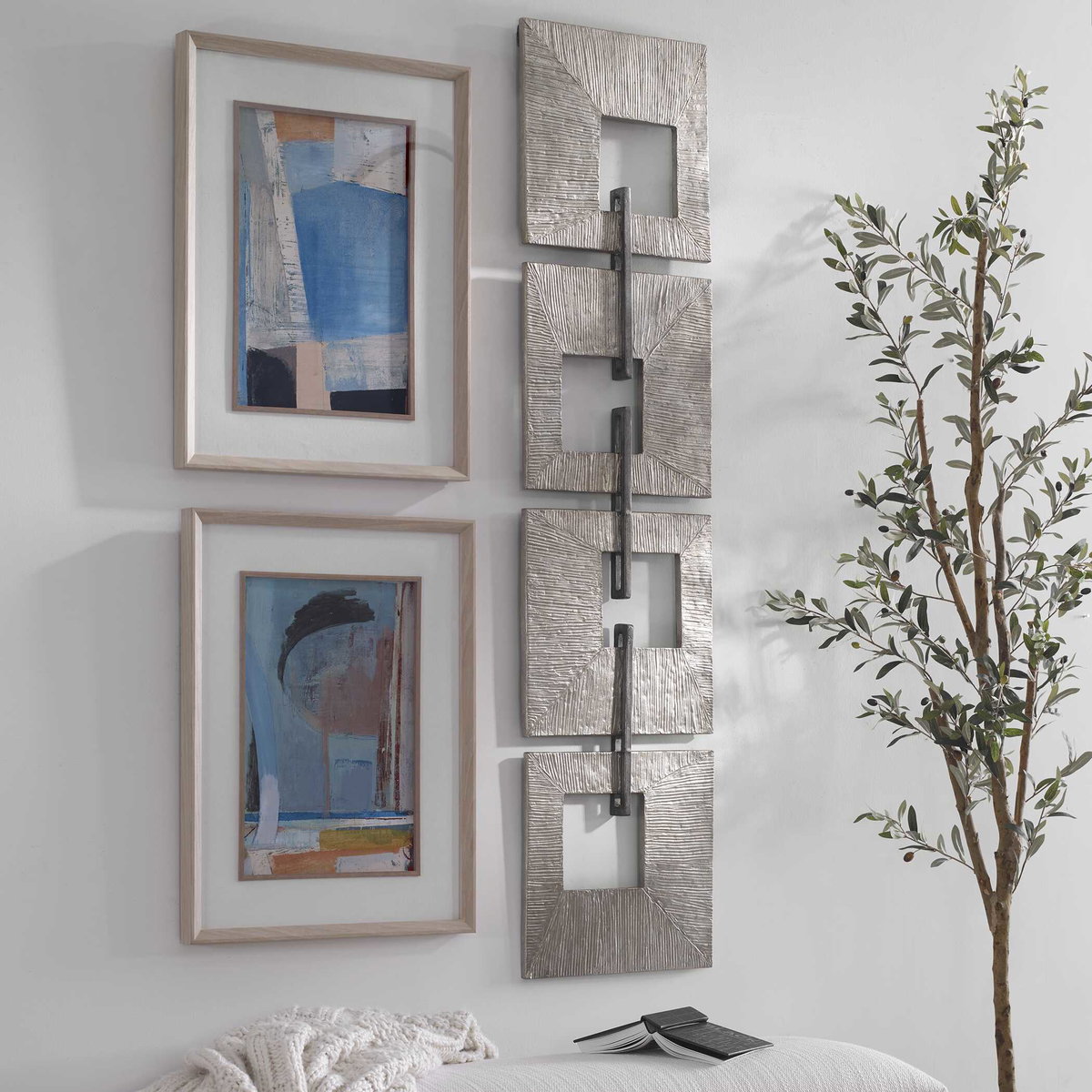 Linked Champagne Metal Wall Decor, Sculptural Wall Art by Uttermost, 14.25" width x 60.75" height x 1.75" depth View 4