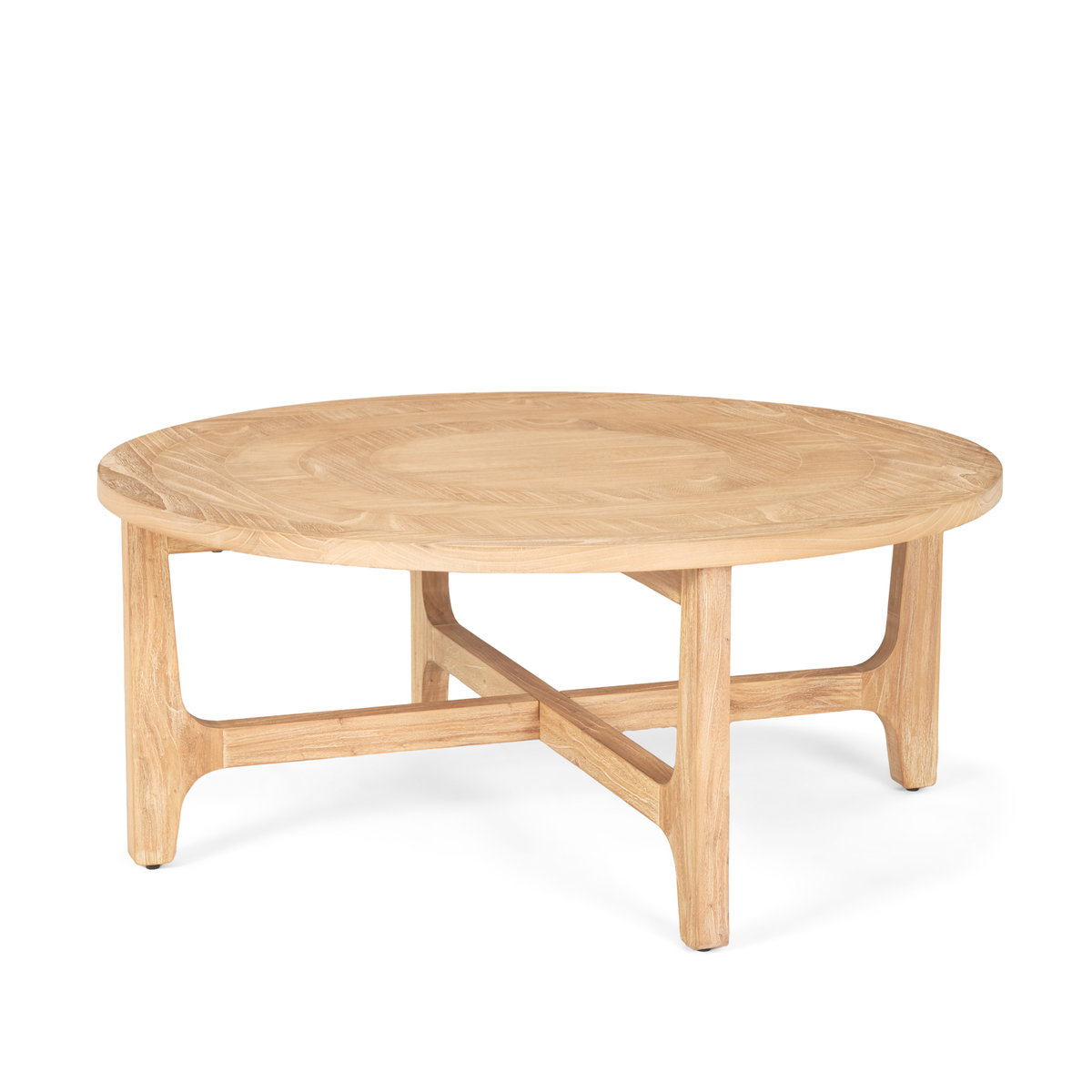 Taylin Light Brown Wood Round Coffee Table, by Mercana, 39" length x 39" width x 16.75" height View 1