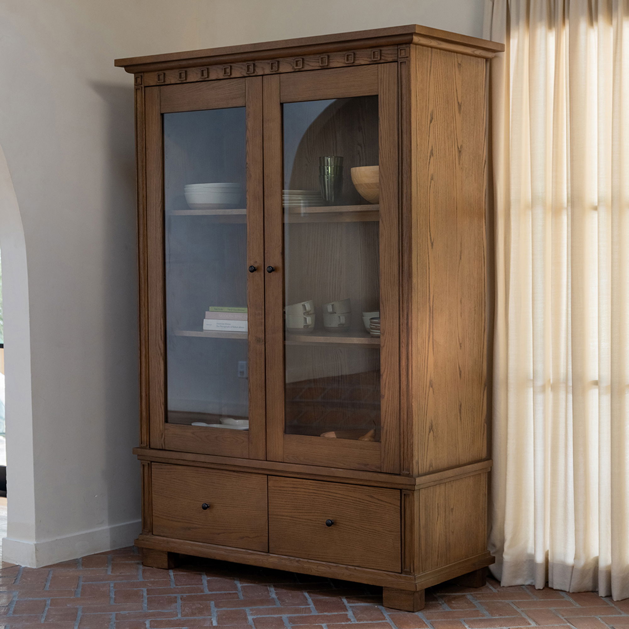 Lillian Tall Cabinet Brown, Cabinets & Sideboard by Moe's Home, 52" width x 74.4" height x 22.4" depth View 13