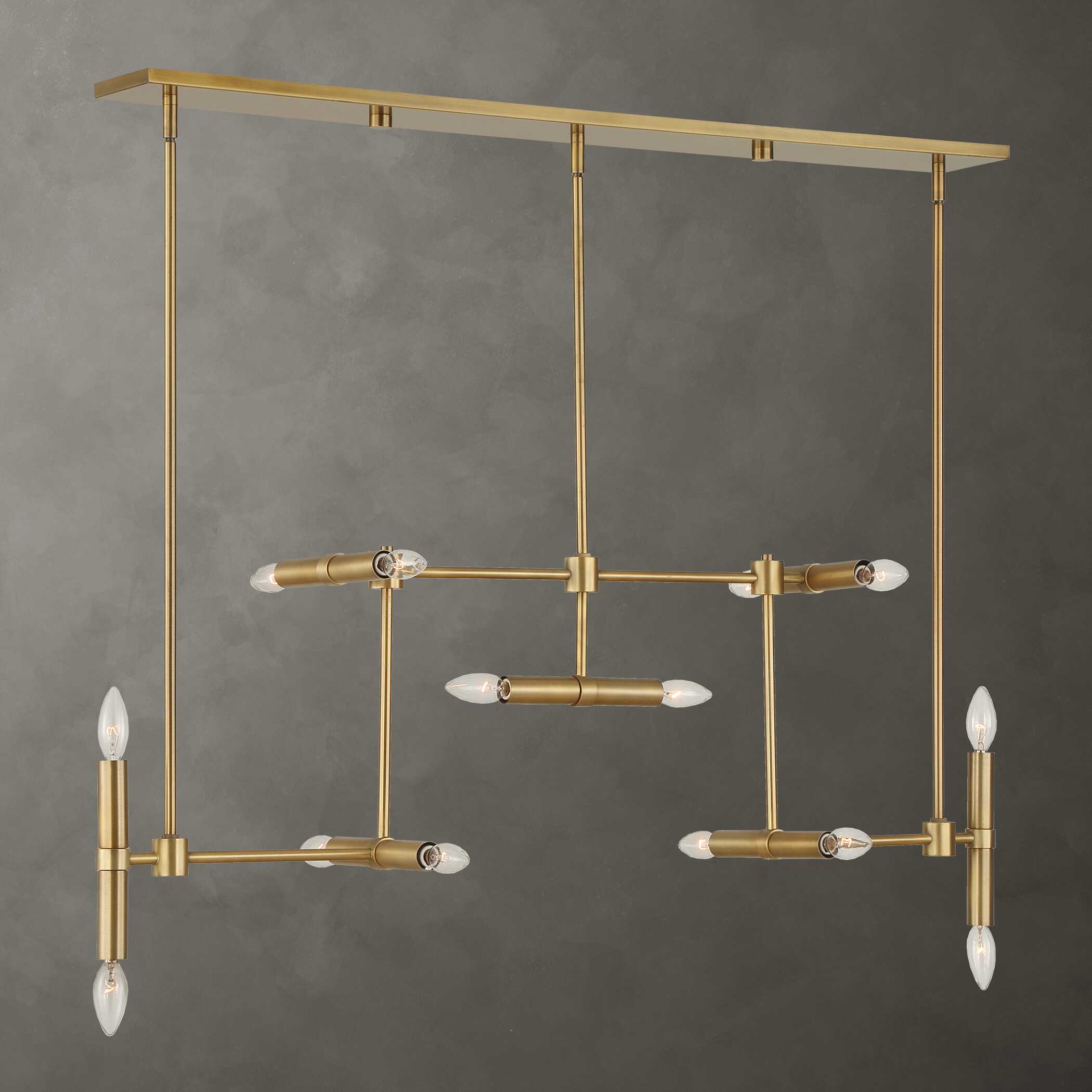 Cadre 14 Light Modern Linear Pendant, Ceiling Light by Uttermost, 46" width x 19" height x 8" depth View 2