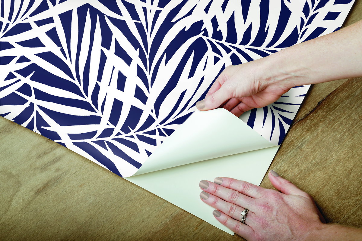 Oahu Fronds Blue Peel & Stick Wallpaper, by York Wall, 20' length x 2'3" width x 0.02" depth View 5