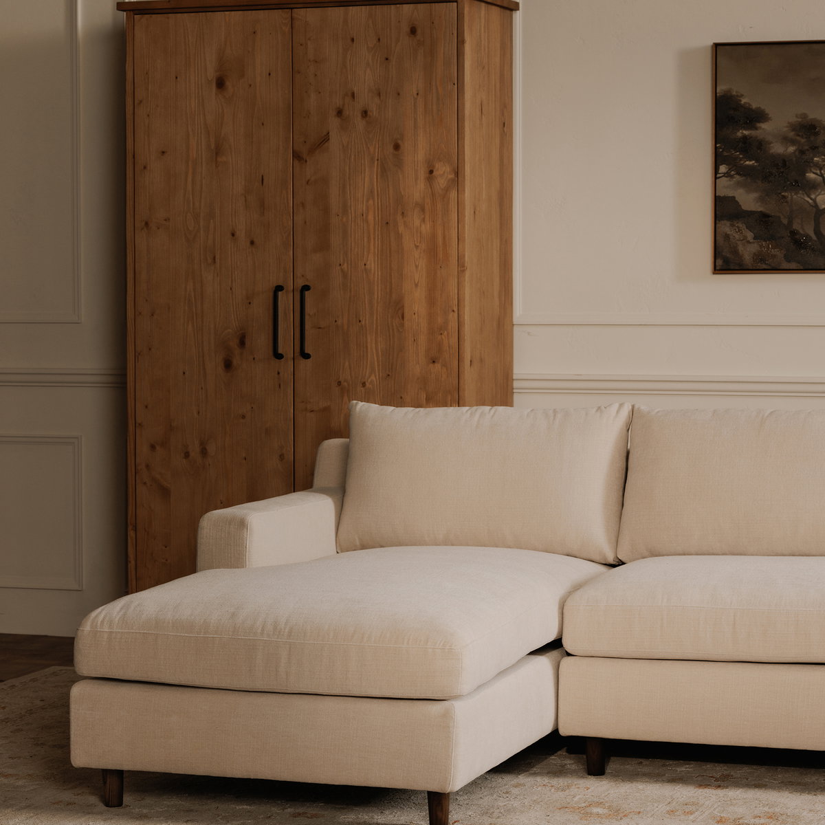 Hutton Left Sectional Beige, Sectional Sofa by Moe's Home, 100" width x 36.2" height x 29.8" depth View 9