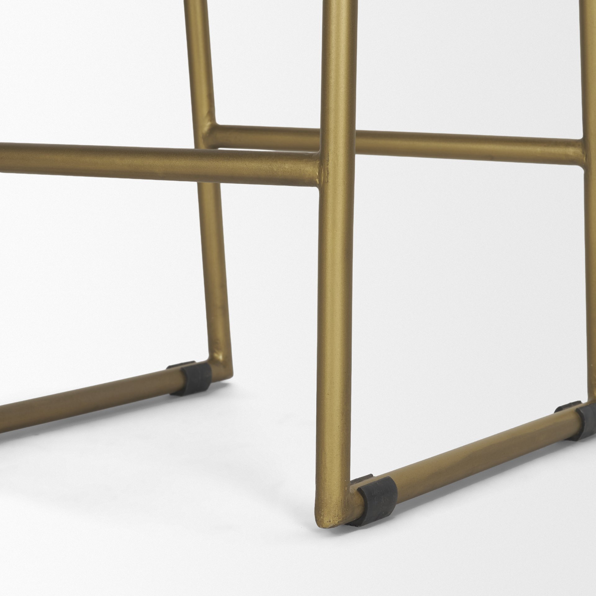 Givens 24.25'H Seat Height Brown Wood Seat Gold Metal Frame Stool, Counter & Bar Stool by Mercana, 14" length x 15.8" width x 26" height View 11