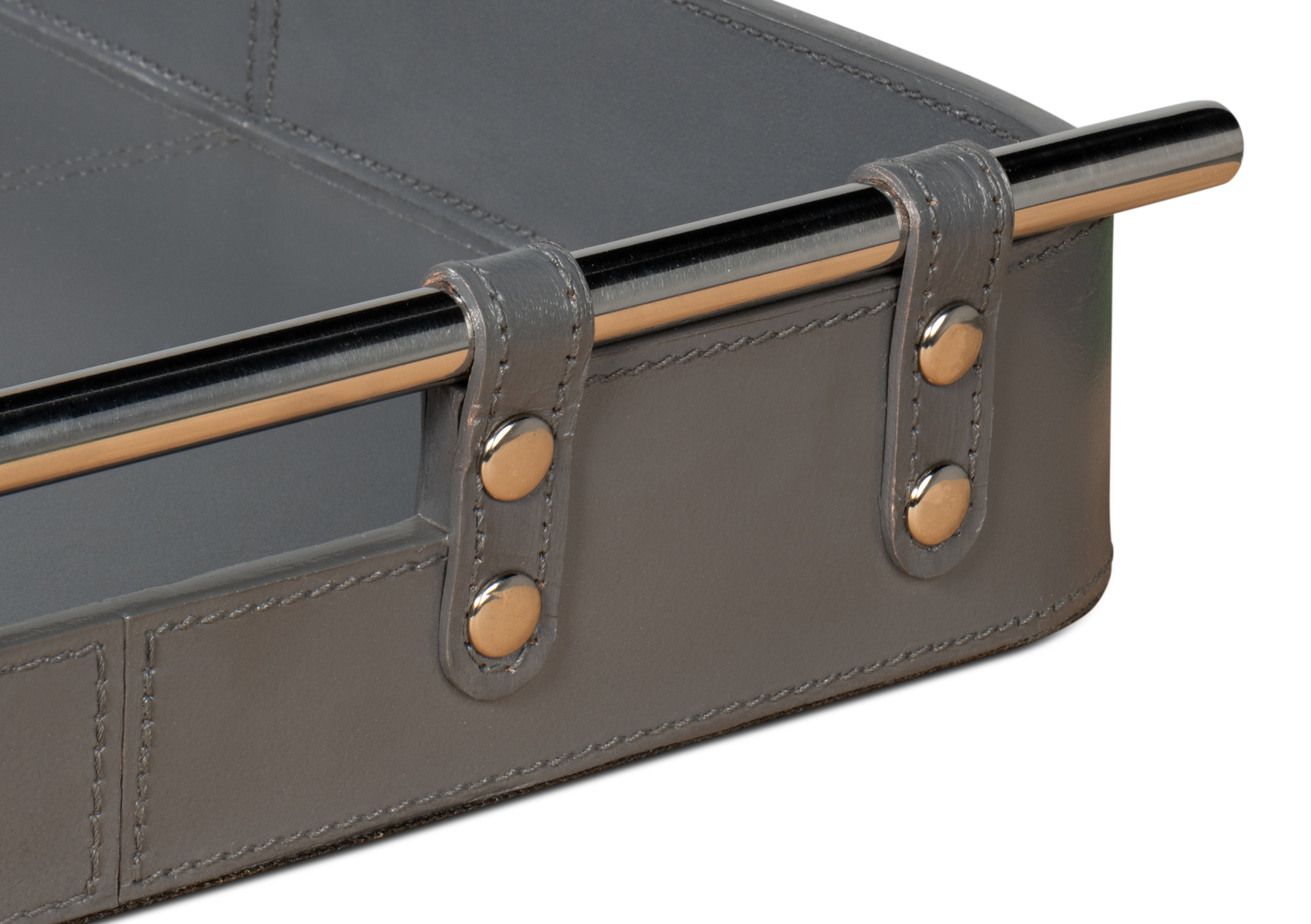 Safari Leather Tray, Quiet Shade, Decor by Sarreid, 19" length x 15" width x 2" height View 7