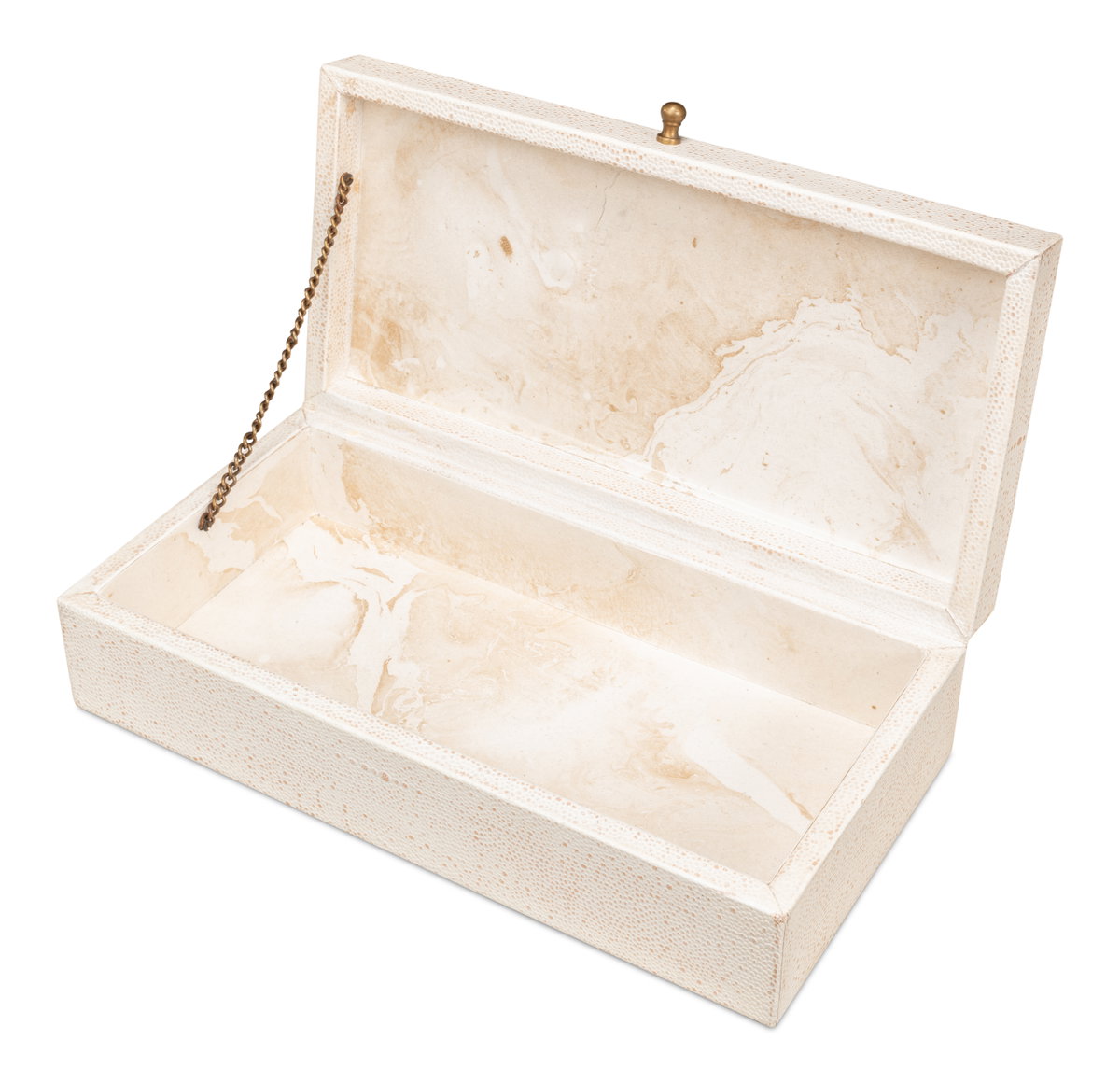 Gatsburg Shagreen Box Osprey White  S/2, by Sarreid, 6" length x 1' width x 3" height View 6