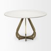 Laurent 48' Marble Top Gold Metal Base Dining Table, by Mercana, 48" length x 48" width x 30.25" height thumbnail 5