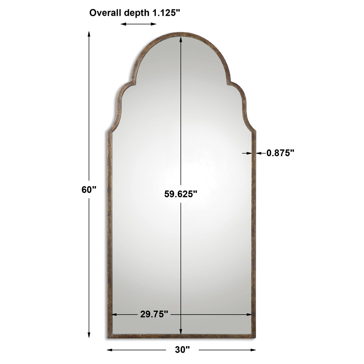 Brayden Tall Arch Mirror, by Uttermost, 30" width x 60" height x 1.12" depth View 3