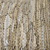 Aadhya  Taupe/Silver Leather and Cotton Pouf, Ottoman by Mercana, 16" length x 16" width x 16" height thumbnail 7