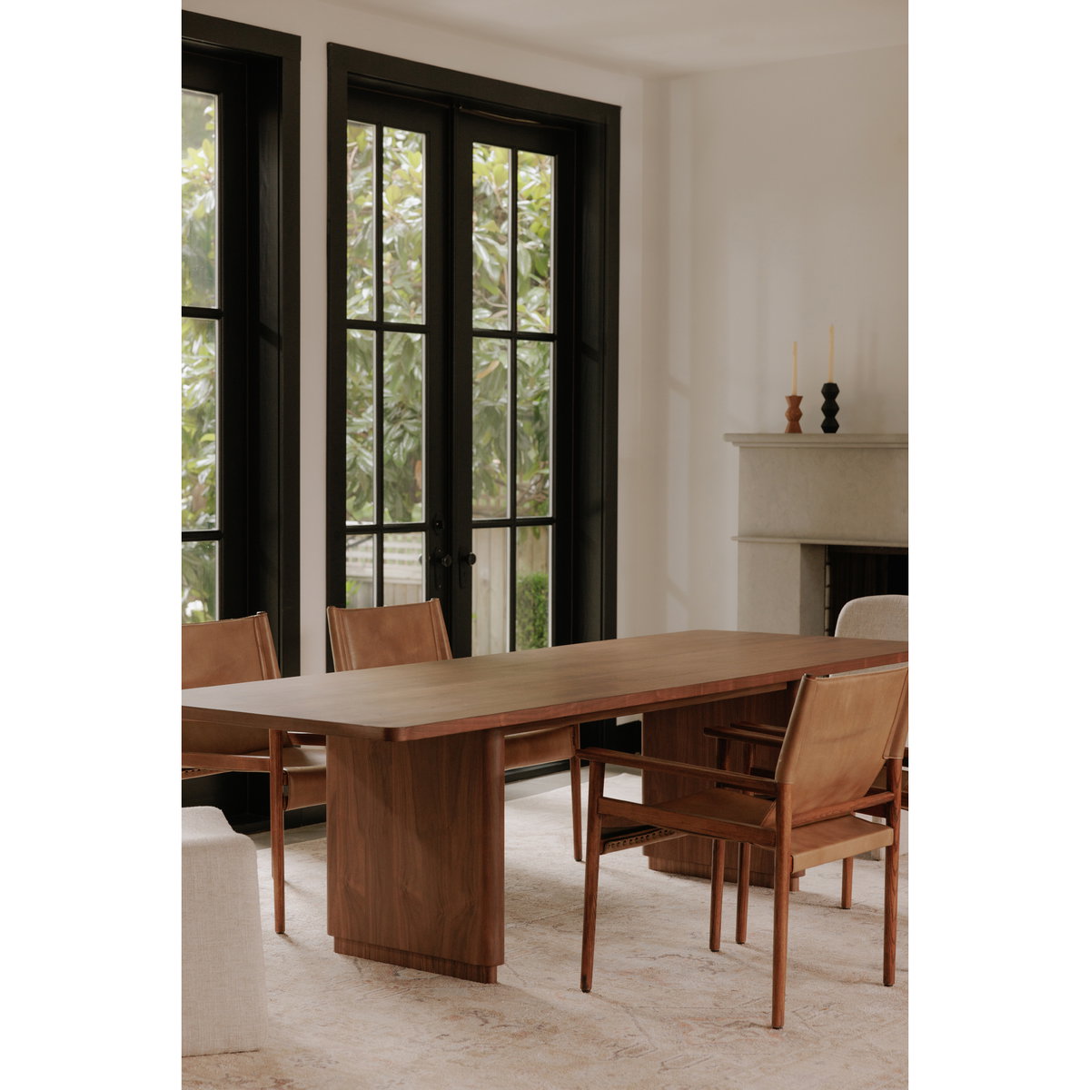 Round Off Small Dining Table Walnut Brown, by Moe's Home, 88" width x 29" height x 39" depth View 5