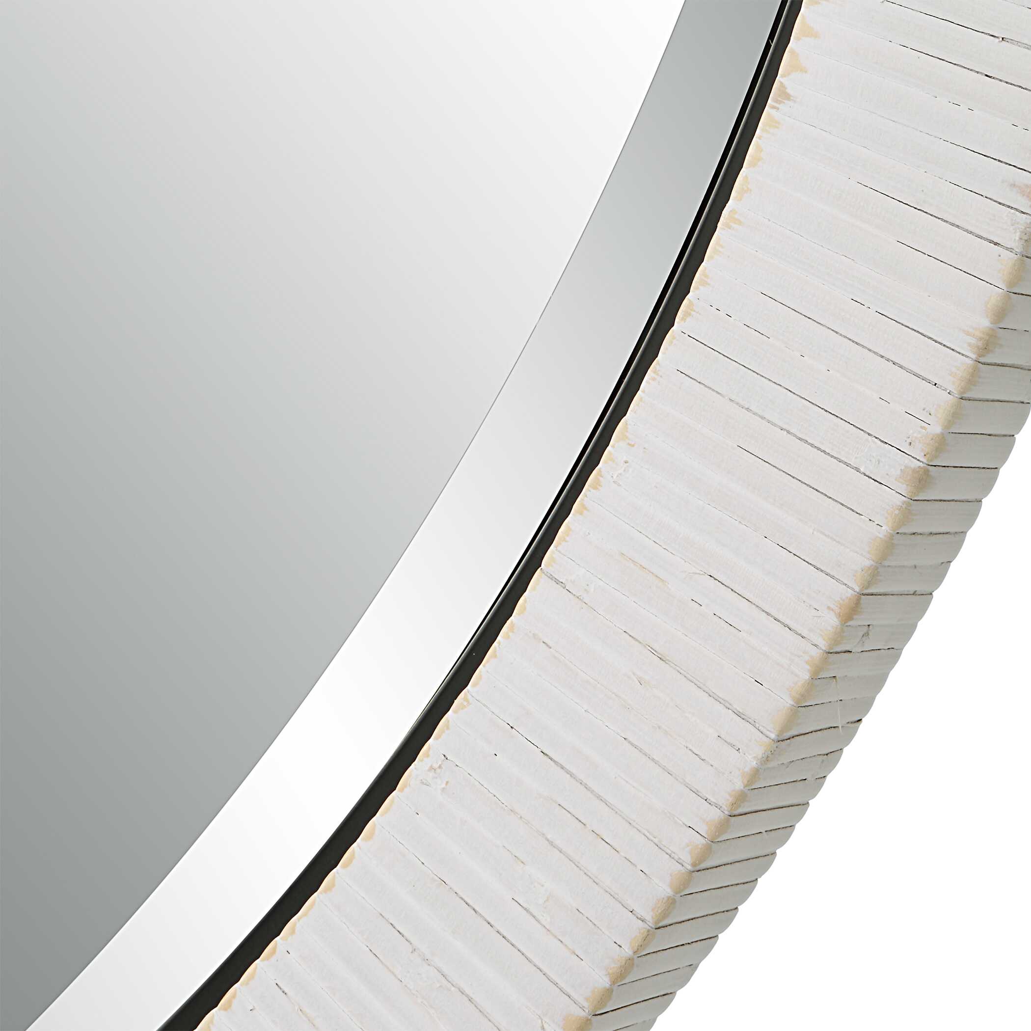 Granada Whitewash Round Mirror large image 