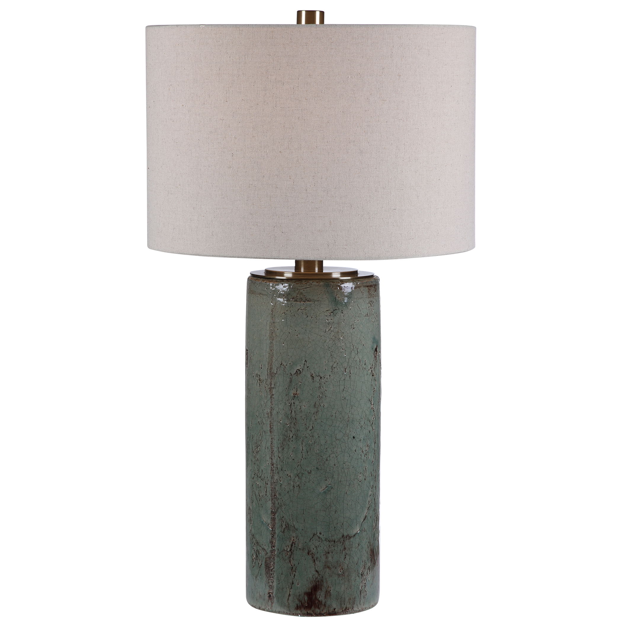 Callais Crackled Aqua Table Lamp, by Uttermost, 18" width x 32.5" height x 18" depth View 1