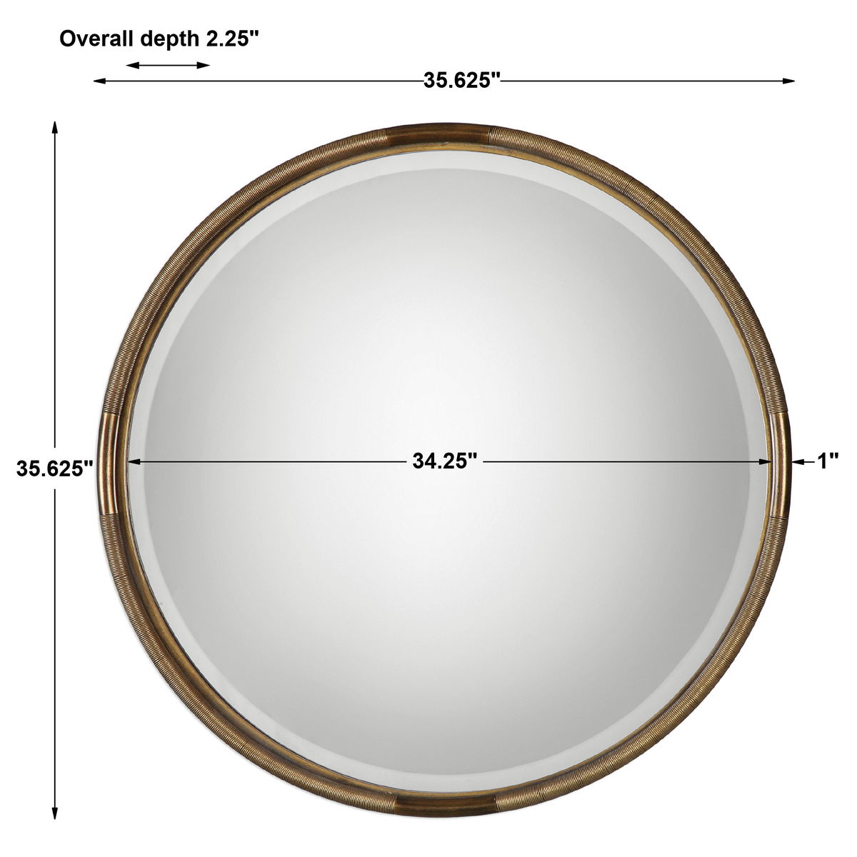Finnick Iron Coil Round Mirror, by Uttermost, 35.62" width x 35.62" height x 2.25" depth View 3