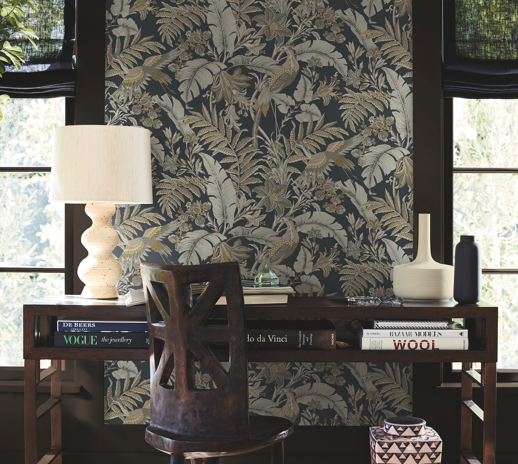 Heronwood Black Wallpaper large image 