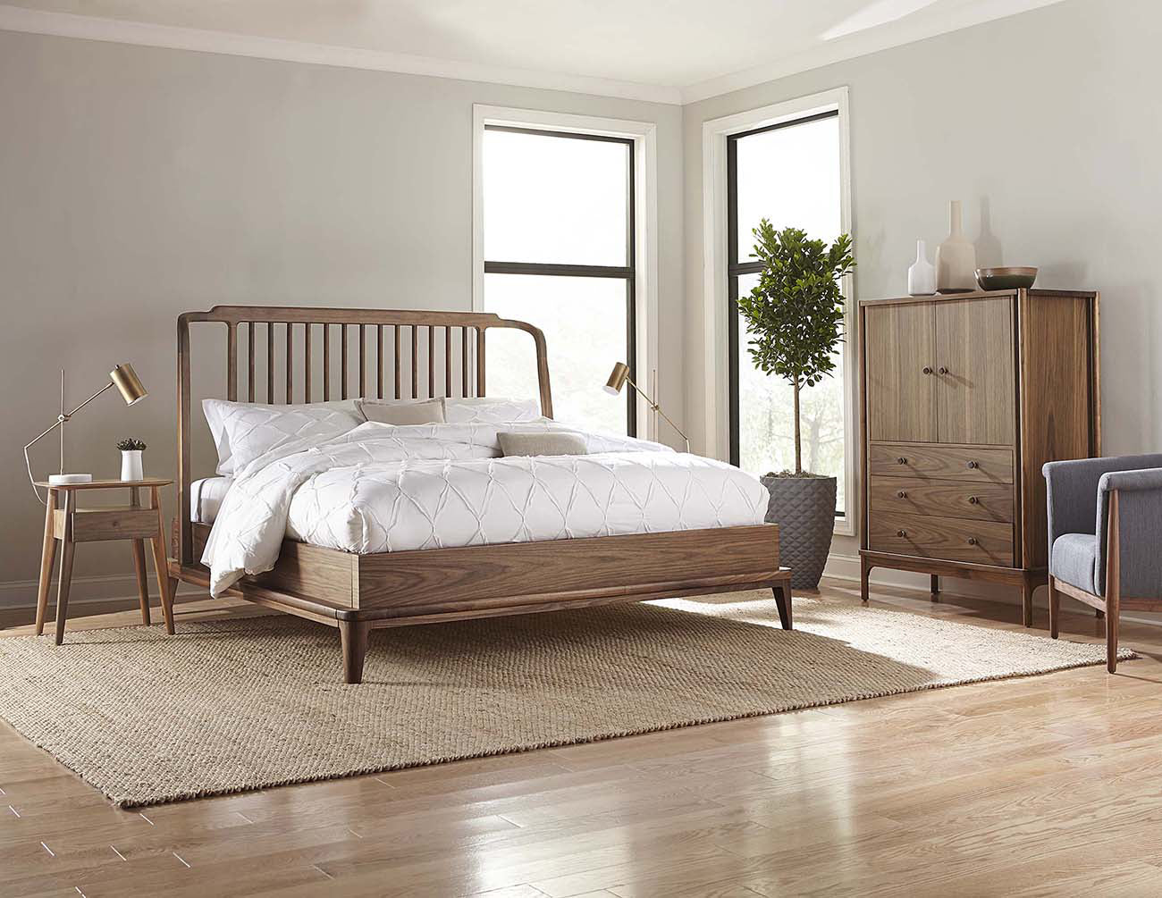 Walnut Grove Spindle Bed, King, by Stickley, 86.5" width x 60" height x 87" depth View 2