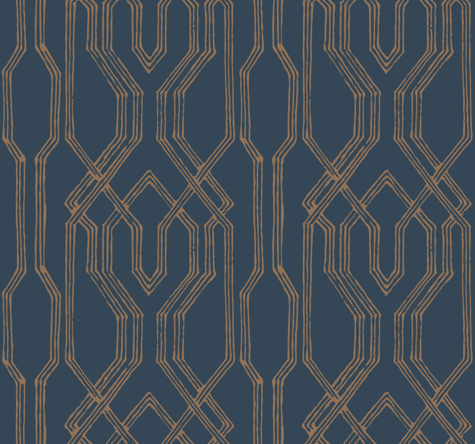 Oriental Lattice Blue & Gold Wallpaper Oriental Lattice Blue & Gold Wallpaper large image