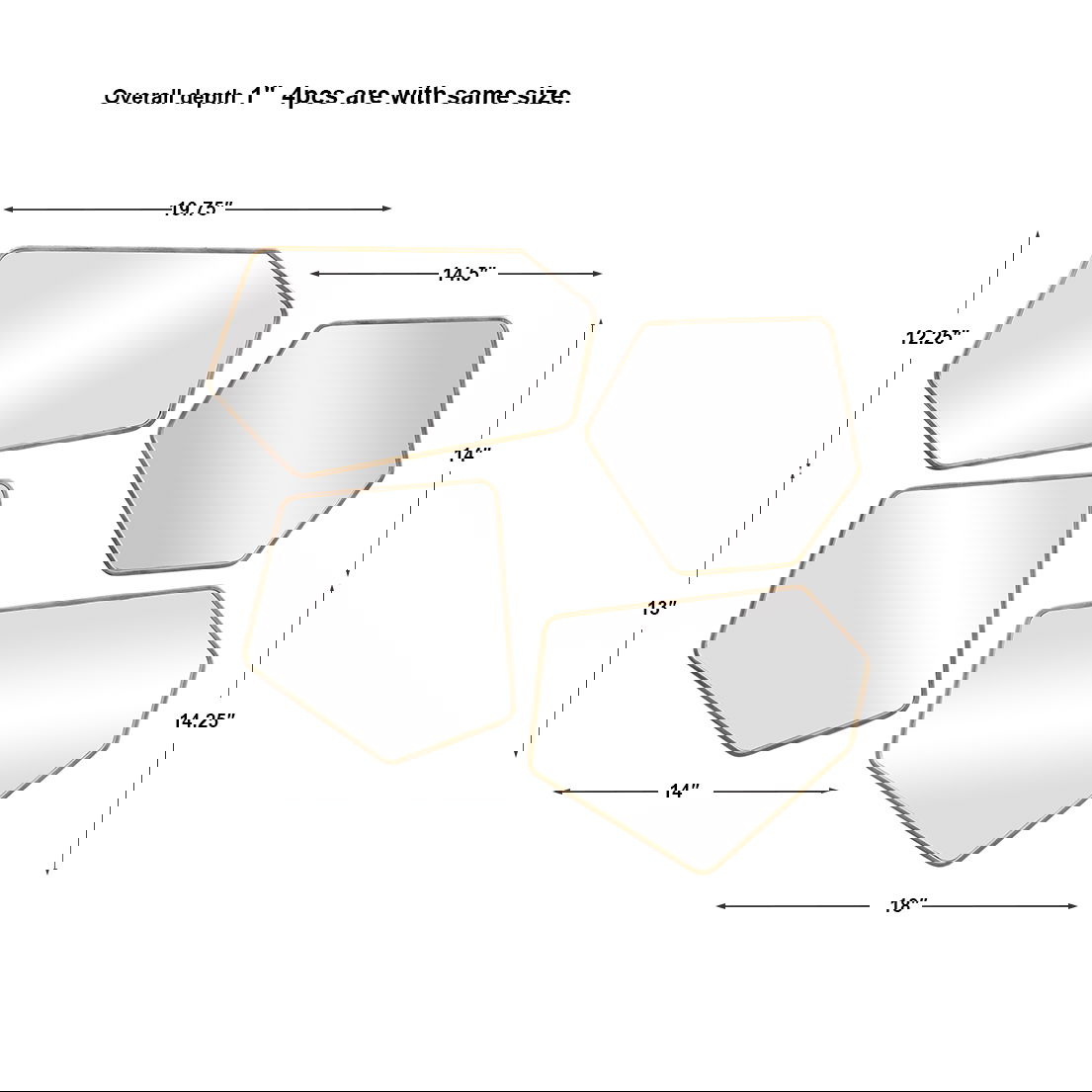 Linneah Modern Mirrors Set/4, by Uttermost, 12.12" width x 20.12" height x 1" depth View 3