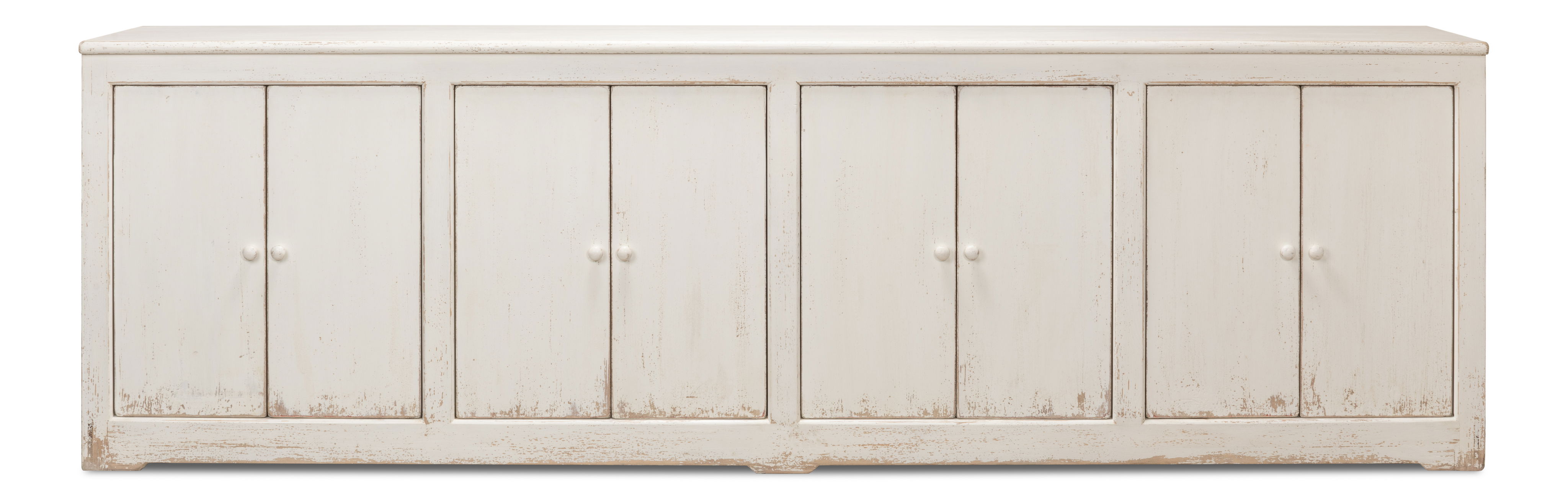Eight Is Enough Sideboard, Whitewash, Cabinets & Sideboard by Sarreid, 122" length x 19" width x 38" height View 2