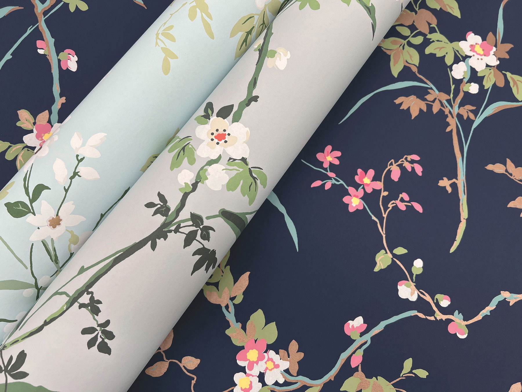 Blossom Branches Light Grey Wallpaper large image 