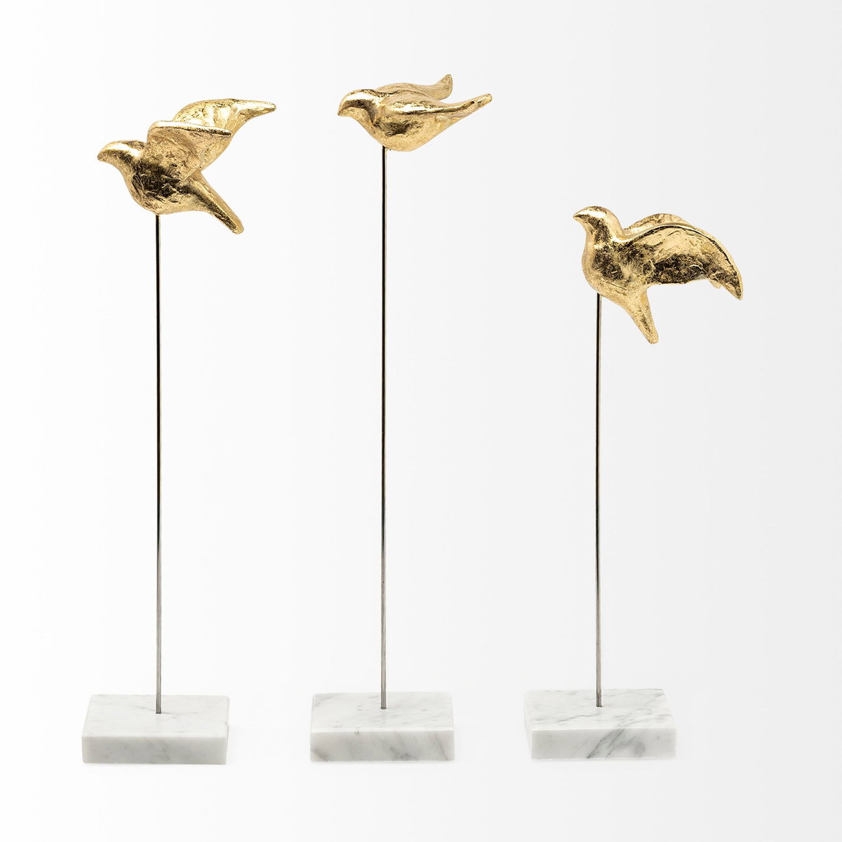 Aya Set of 3 11L x 4W Gold Metal Decorative Birds, Decorative Object by Mercana, 11.42" length x 3.54" width x 16.14" height View 4