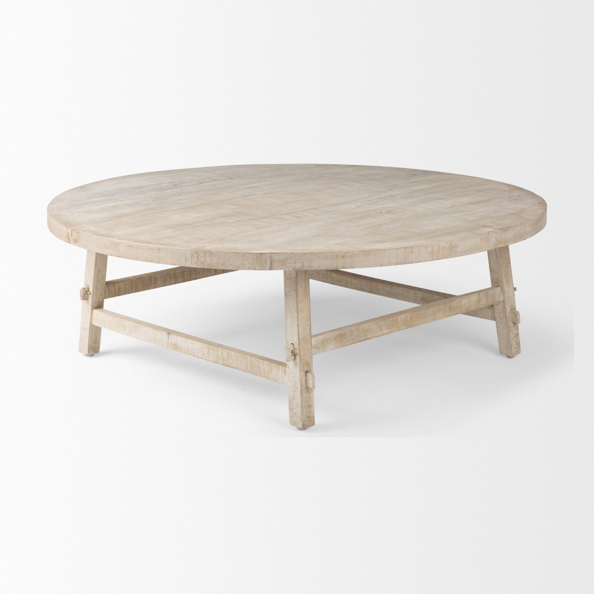 Rosie   Round Blonde Wood Coffee Table, by Mercana, 48" length x 48" width x 16" height View 5