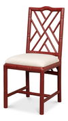 Brighton Bamboo Side Chair, Red, Dining Chair by Sarreid, 17" length x 22" width x 39" height thumbnail 1