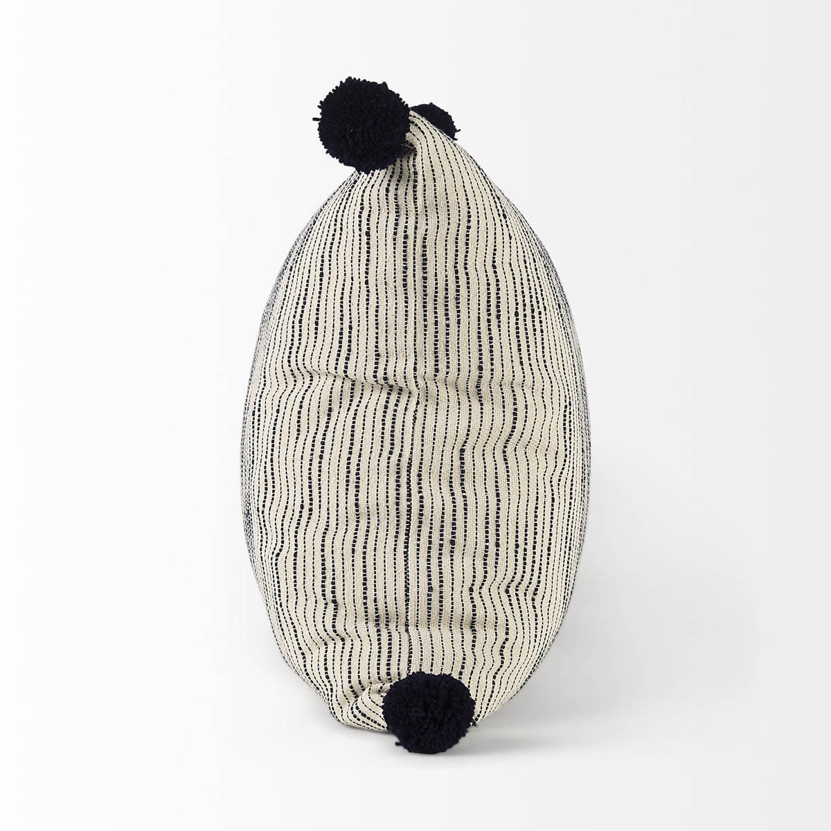 Krystal 18 x 18 Cream/Black Pom Pom Pillow Cover, Decorative Pillow by Mercana, 18" length x 18" width x 0.2" height View 3